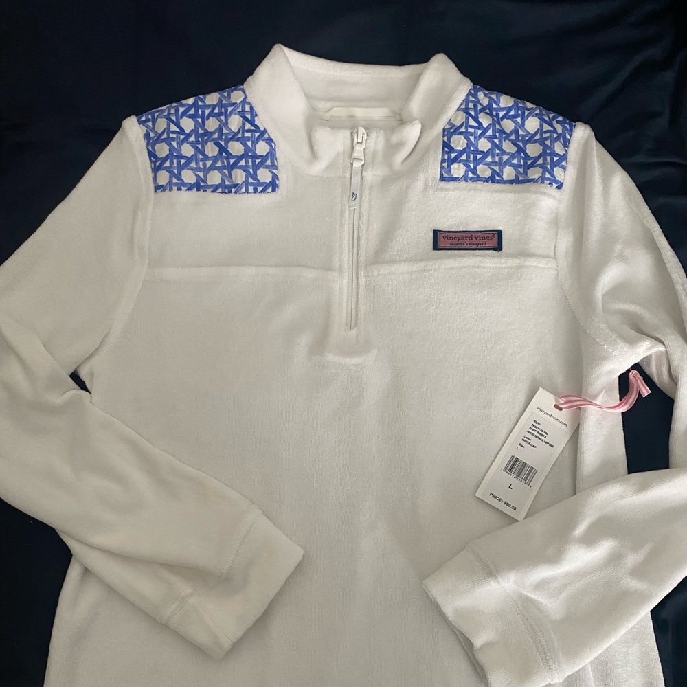 NWT Vineyard Vines terry 3/4 zip sweatshirt size large